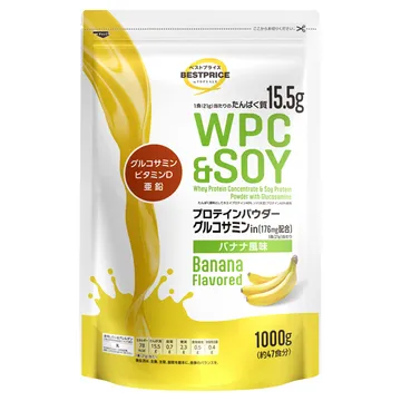 トップバリュ WPC&SOYプロテインパウダー グルコサミンイン バナナ風味